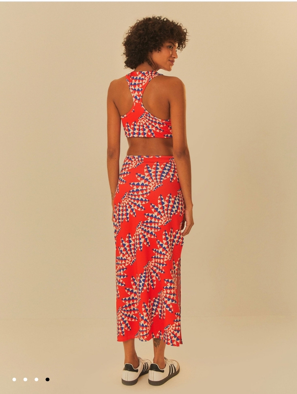 Adidas And Farm Rio Red Geometric Cutout Dress NWT - Picture 3 of 6